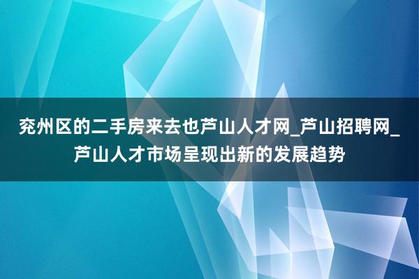 兖州区的二手房来去也芦山人才网_芦山招聘网_芦山人才市场呈现出新的发展趋势