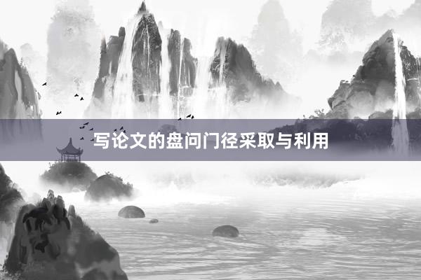 写论文的盘问门径采取与利用
